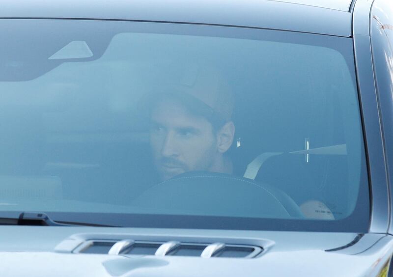 Lionel Messi arrives at Barcelona's training ground. Reuters