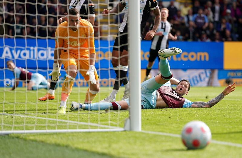 Burnley's Wout Weghorst watches a shot go wide. PA