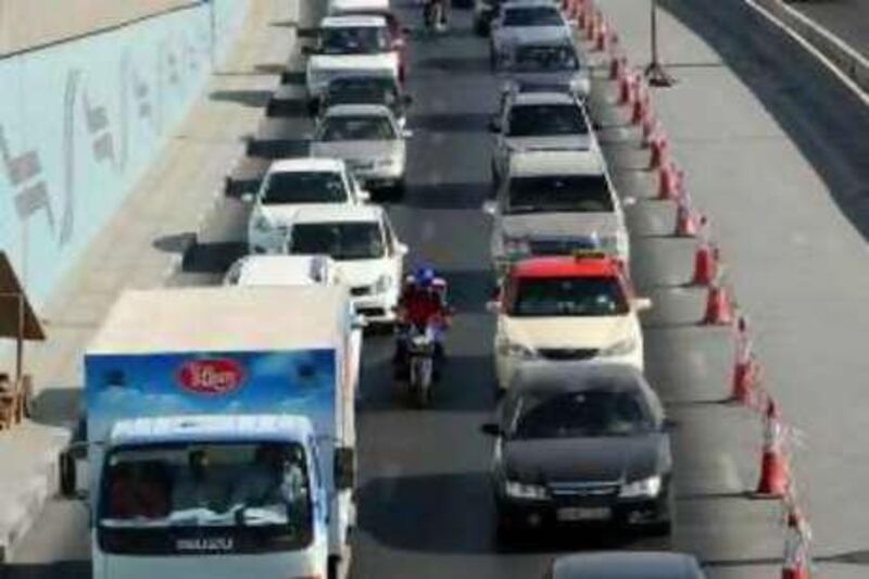 DUBAI - NOVEMBER 5,2008 - Traffic along Al Ittihad road towards Deira is moving slow because of Road work construction. ( Paulo Vecina/The National ) *** Local Caption ***  PV Traffic 3.JPGPV Traffic 3.JPG