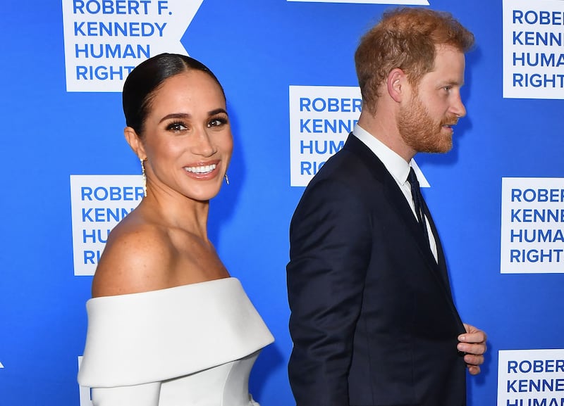 Prince Harry and his wife Meghan arrive for the 2022 Ripple of Hope Award Gala at the New York Hilton Midtown Manhattan Hotel on December 6. AFP