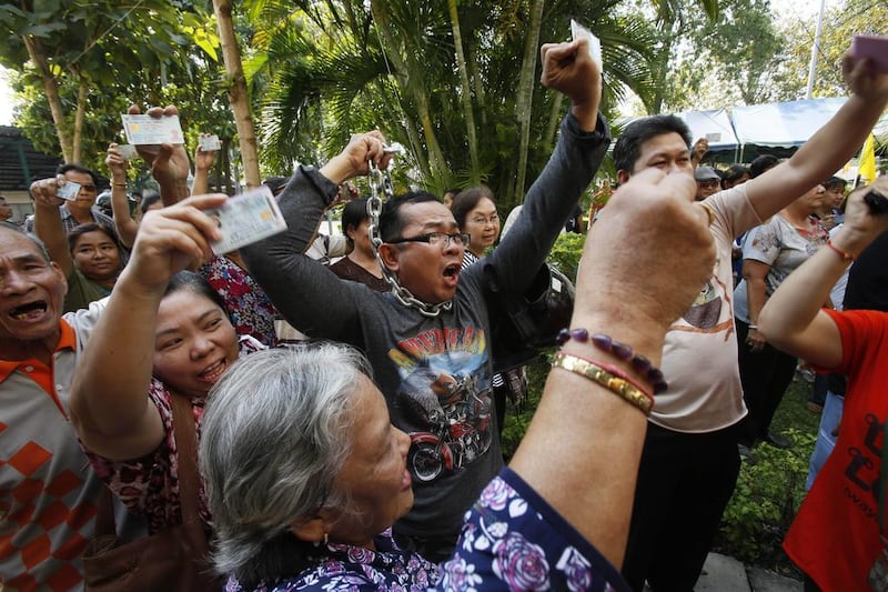 Around the country, the vast majority of voting stations were open and polling proceeded relatively peacefully, but the risk of violence remained high a day after gun battles in Bangkok left seven people wounded. AP Photo