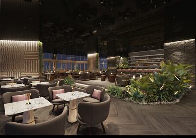 A rendering of Attiko, a rooftop resto-lounge in Dubai Marina. Photo: Attiko