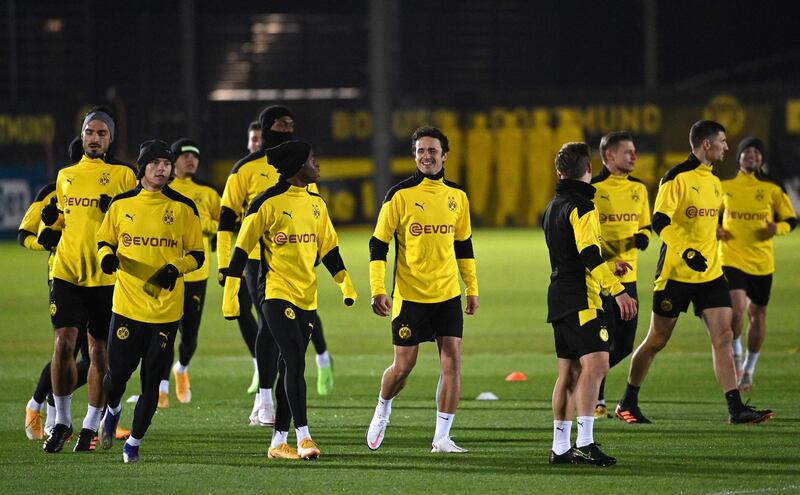 Dortmund players during training. AFP