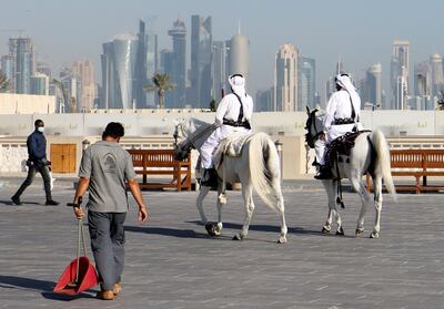 Fans can expect to see Qatari policemen on horses when visiting for the World Cup 2022. AFP