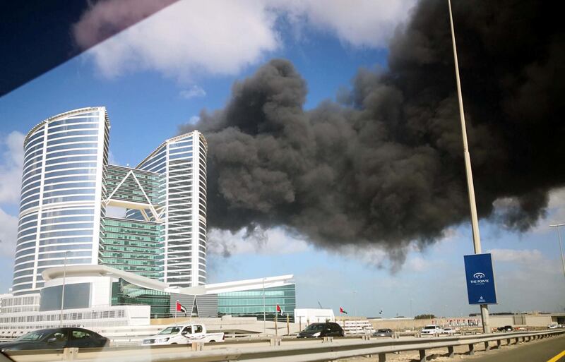 Dubai fire in Jebel Ali while passing through from Abu Dhabi. Kumar Shyam / The National