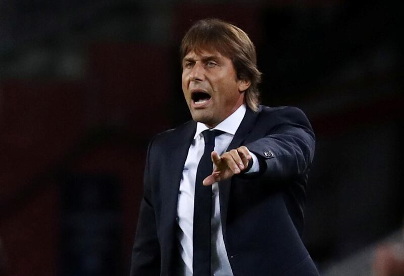 Soccer Football - Champions League - Group F - FC Barcelona v Inter Milan - Camp Nou, Barcelona, Spain - October 2, 2019  Inter Milan coach Antonio Conte gestures      REUTERS/Sergio Perez