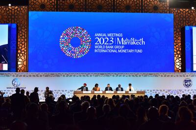 Delegates at the annual meeting of the International Monetary Fund and the World Bank Group in Marrakesh. EPA