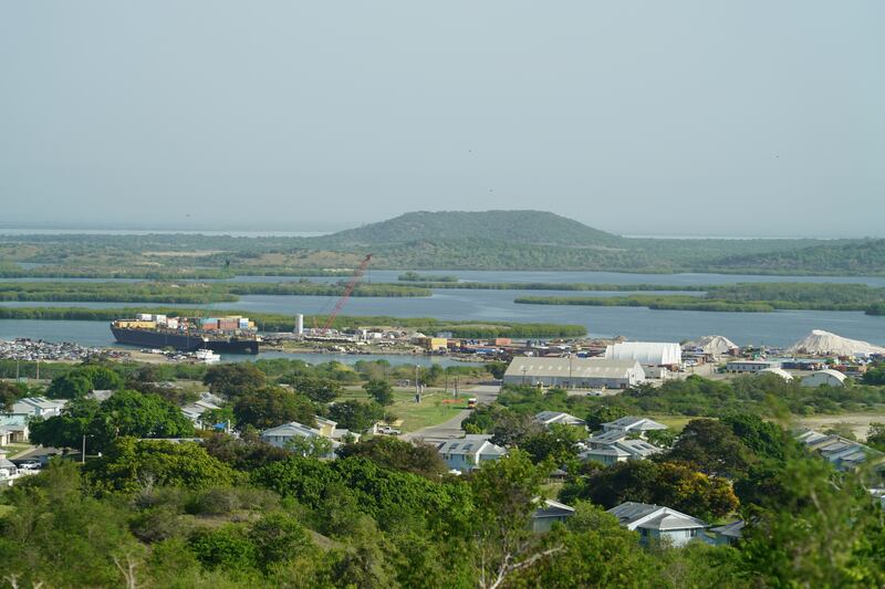 A view of US Naval Station Guantanamo Bay and the surrounding countryside.