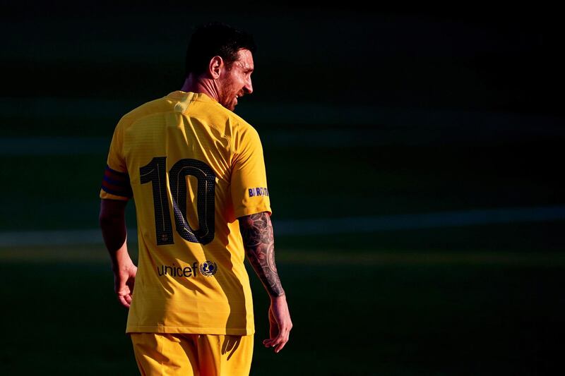 Lionel Messi during the pre-season friendly match between  Barcelona and Gimnastic de Tarragona at Johan Cruyff Stadium. EPA