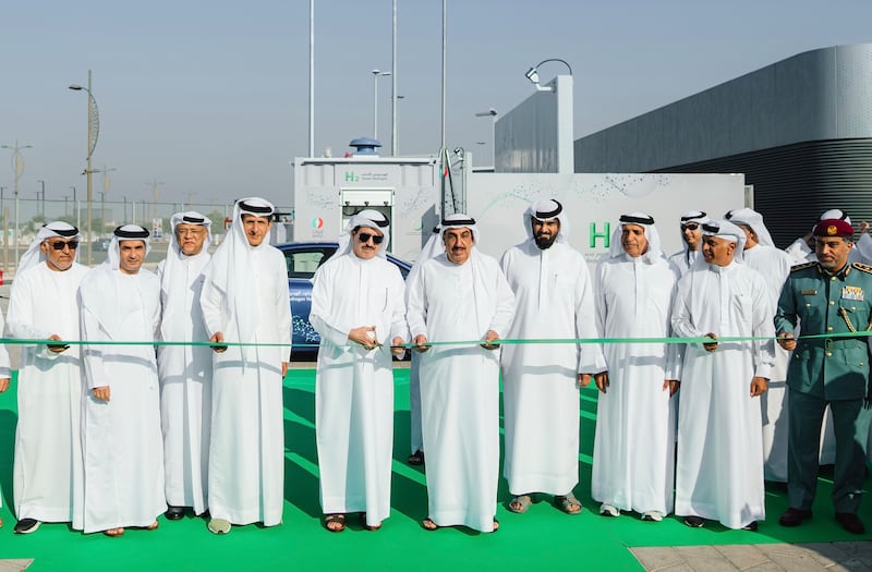 Officials open Enoc's first green hydrogen station at the Service Station of the Future in Expo City Dubai. Photo: Enoc