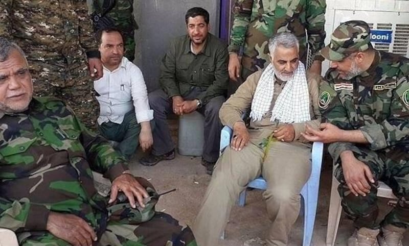 Major general Qasem Soleimani and Hadi AlAmeri, head of Iraqi Badr organization, on the frontlines of fighting ISIS.