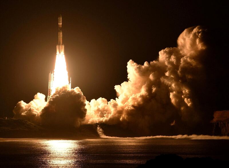 A HIIB rocket carrying a HII Transport vehicle takes off from the Tanegashima Space Center in Kagoshima Prefecture, Japan. Reuters