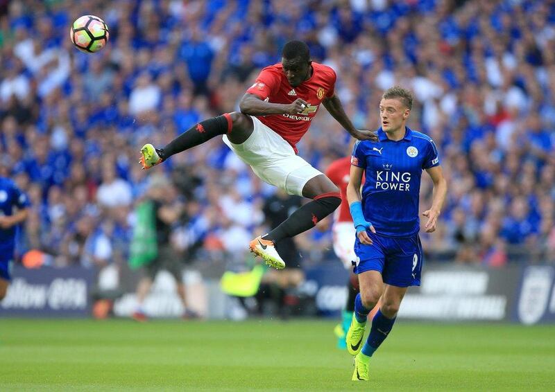 Eric Bailly of Manchester United heads the ball during The FA Community Shield match between Leicester City and Manchester United at Wembley Stadium on August 7, 2016 in London, England.  (Photo by Ben Hoskins/Getty Images)