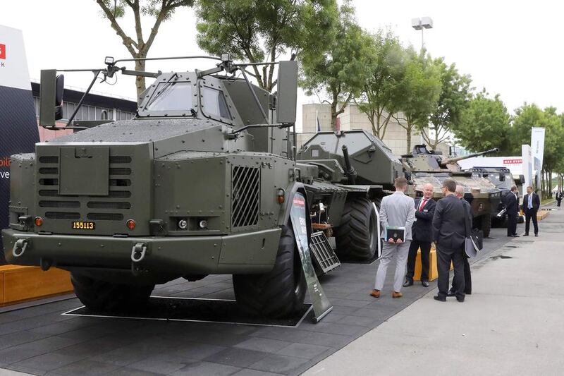 A military transporter at the show. Jacques Demarthon/AFP