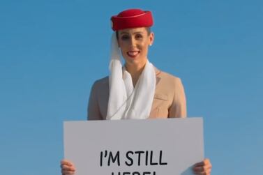 Emirates has posted another ad of stuntwoman Nicole Smith-Ludvik standing on top of the Burj Khalifa