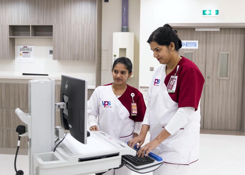 ABU DHABI, UNITED ARAB EMIRATES. 23 MARCH 2020.
Nurses, from left to right, Anjali Sunitha Nair and Elsa Rani James.

Nursing team from VPS healthcare have been working around the clock for two weeks to test thousands of airline passengers arriving into the UAE for Covid-19.


(Photo: Reem Mohammed/The National)

Reporter:
Section: