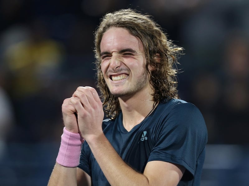 Stefanos Tsitsipas celebrates his win. Reuters