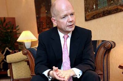 ABU DHABI. 27th October. 2009. William Hague, the Shadow Foreign Secretary for the Conservative Party in the UK, speaking  at the Royal Jet Terminal in Abu Dhabi yesterday(tues)  Stephen Lock   /   The National    *** Local Caption ***  SL-hague-011.jpg