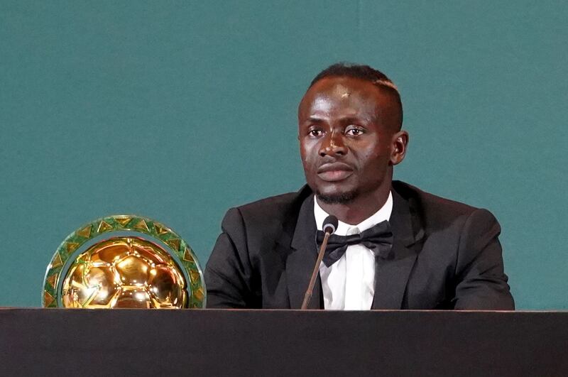 Bayern Munich and Senegal forward Sadio Mane during a press conference after winning the African Footballer of the Year award at an award ceremony at Sofitel Hotel, Rabat, Morocco on July 21, 2022. AFP