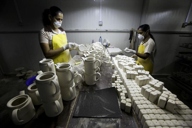 RAK Ceramics’ porcelain section at its production line in Ras Al Khaimah. The manufacturer is looking to expand capacity in Bangladesh and India. Jaime Puebla / The National