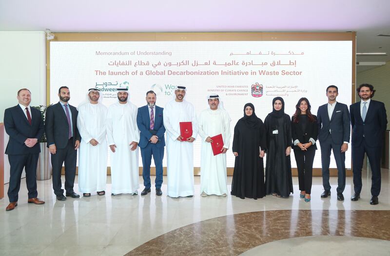 The UAE Ministry of Climate Change and Environment and Abu Dhabi Waste Management Company have teamed up to promote awareness on the objectives of the circular economy and sustainable resource management. Photo: MOCCAE
