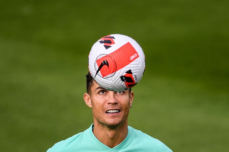 Portugal's Cristiano Ronaldo at training. AFP