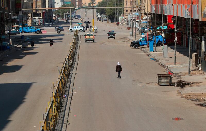 The Iraqi government extended the curfew by another six days on March 22, 2020. AP Photo