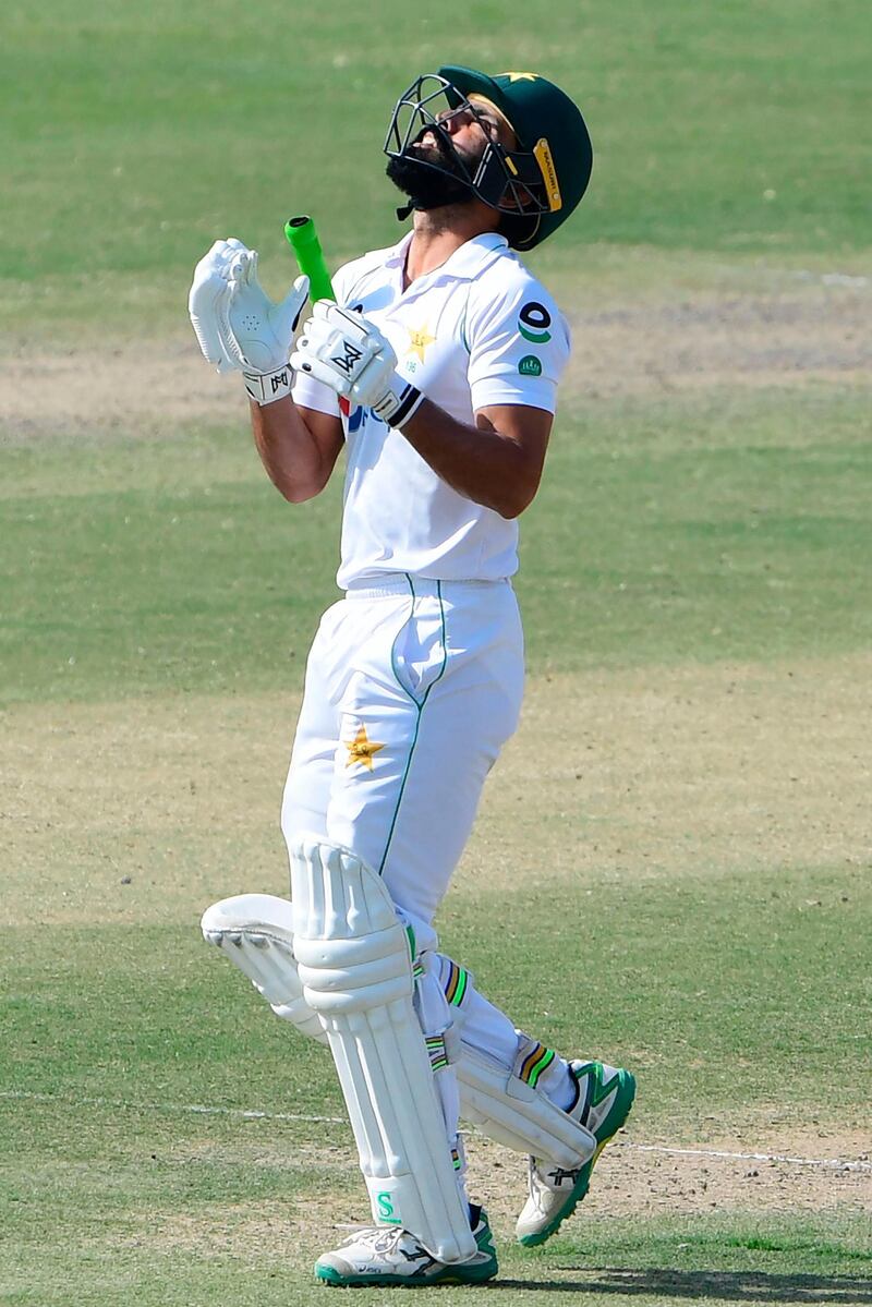Pakistan's Fawad Alam after victory in the first Test against South Africa. AFP