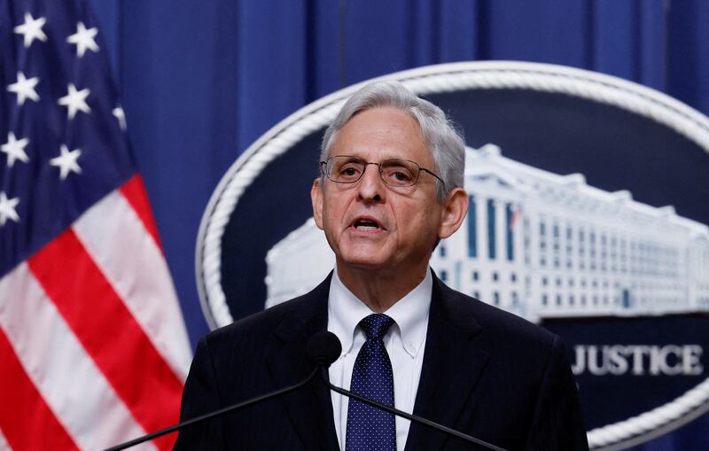 US Attorney General Merrick Garland speaks about the FBI's search warrant. Reuters