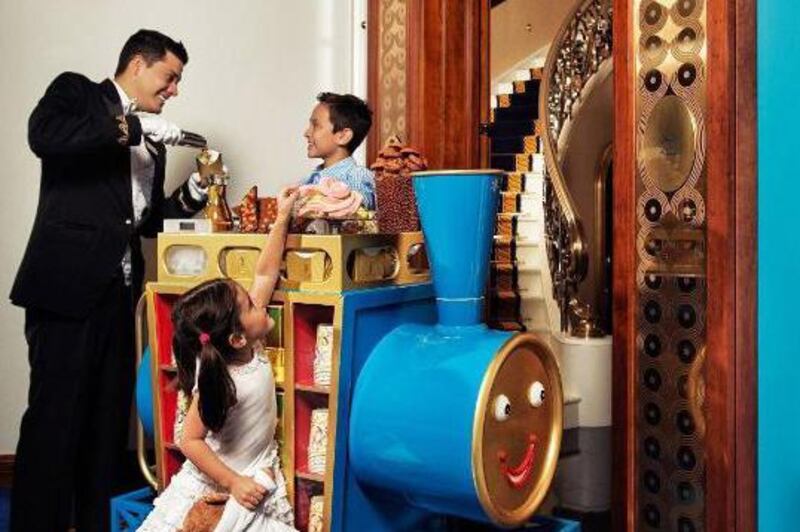 The children's personal butler arrives daily with the Sweet Train - a plethora of tantalising treats for the young guests of the Burj Al Arab. Courtesy Jumeirah Group