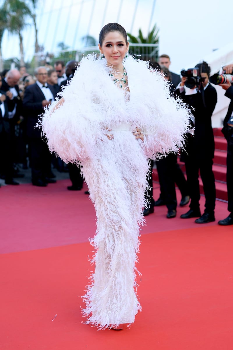 Saudi designer Mohammed Ashi is behind the Beirut-based Ashi Studio that created this 'if-big-bird-was-a-dove' jumpsuit for Thai actress Araya Hargate. We kind of love it. Getty