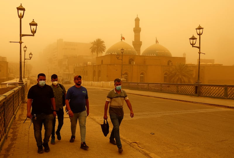 Only a week ago, a similar sandstorm grounded planes at Baghdad International Airport and many schools and offices were forced to close. Reuters