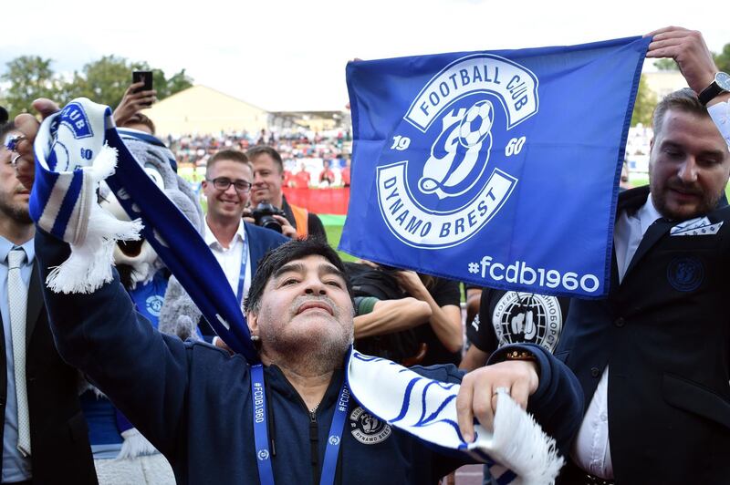 Diego Maradona takes in the applause. AFP