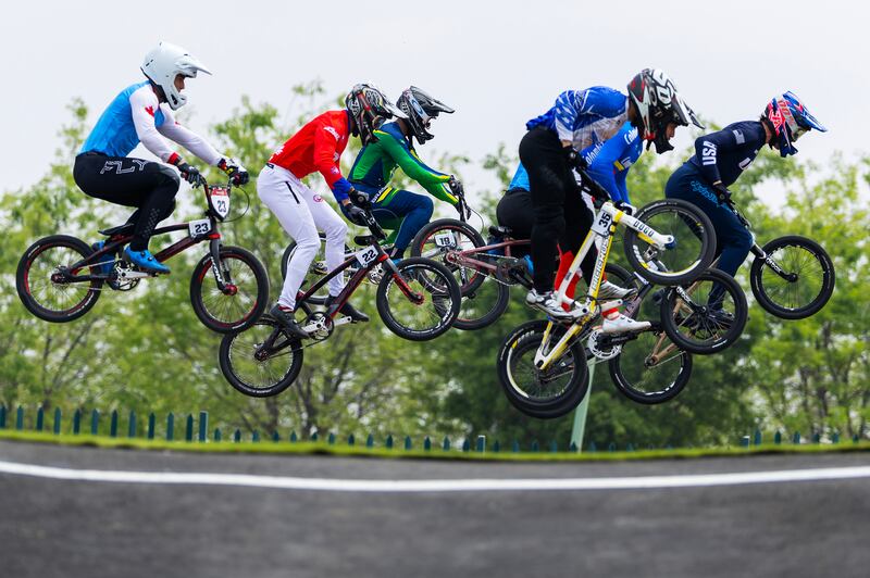 Competitors during the Men's BMX semifinals on Day 2 of the Santiago 2023 Pan Am Games, in Santiago, Chile. Getty Images