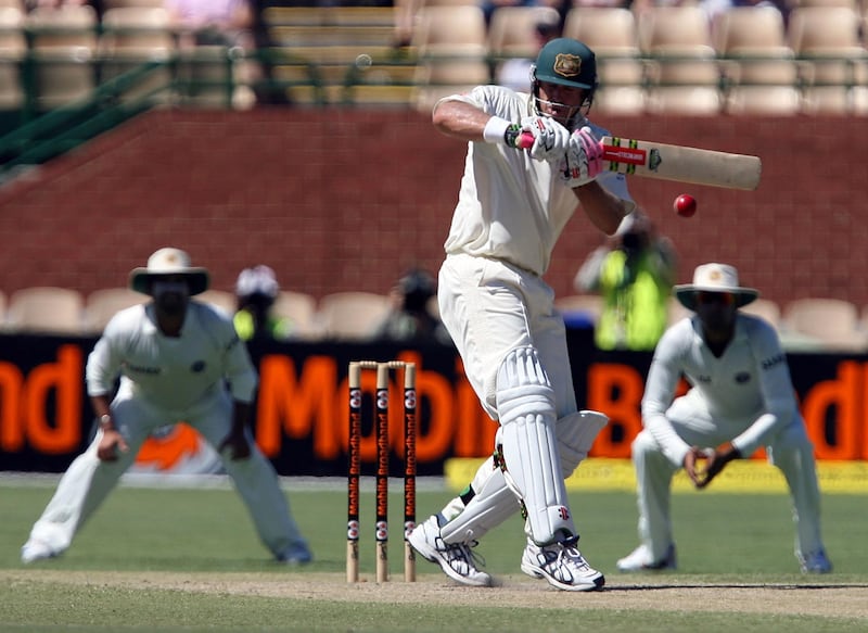 ADELAIDE, AUSTRALIA - JANUARY 26: Matthew Hayden of Australia plays a pull shot during day three of the Fourth Test between Australia and India at Adelaide Oval January 26, 2008 in Adelaide, Australia. (Photo by Simon Cross/Getty Images)