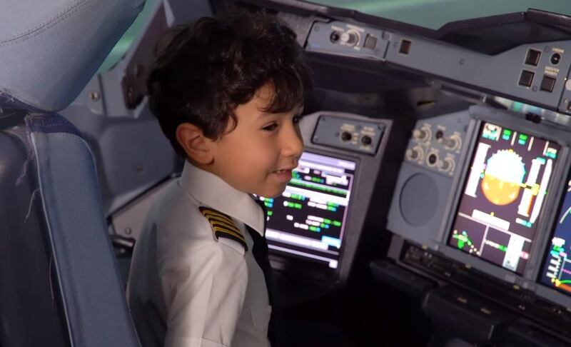 Adam Mohammad Amer in the A380 simulator. Courtesy Etihad