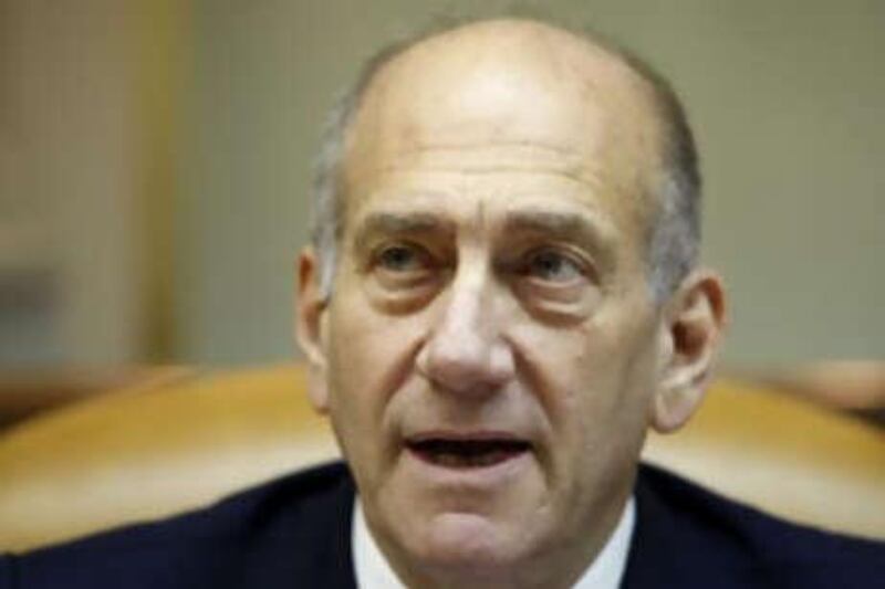 Israel's prime minister, Ehud Olmert, attends the weekly cabinet meeting on July 6, 2008 in Jerusalem, Israel.