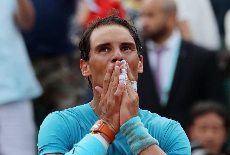 Spain's Rafael Nadal celebrates after winning the final against Austria's Dominic Thiem. Pascal Rossignol / Reuters