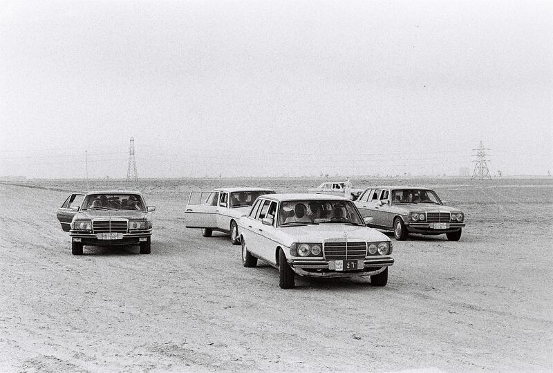 History Project 2010, "The First Day". Image from Al Itihad Union day collection . Abu Dhabi UAE. November - DECEMBER 1971. Abu Dhabi unconfirmed location, unknown Accession day celebrations. Mercedes Benz car waits to transport dignitaries. Car 1971.

**EDS NOTE** PLEASE SPEAK TO BRIAN / KAREN ABOUT USE OF THIS IMAGE** 