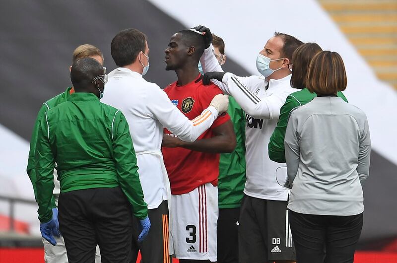 Eric Bailly 5. A sad sight watching him stretchered away after a passive first half from United. Unlucky. AP Photo