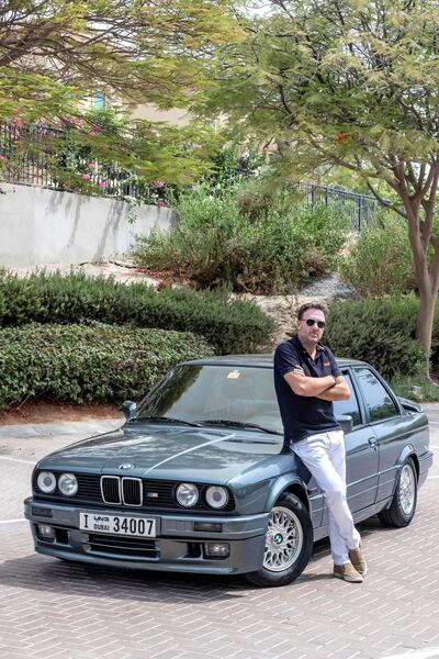 DUBAI, UNITED ARAB EMIRATES. 22 JULY 2018. BMW owner Rupert Diss with his vintage M3. (Photo: Antonie Robertson/The National) Journalist: Adam Workman. Section: Motoring.