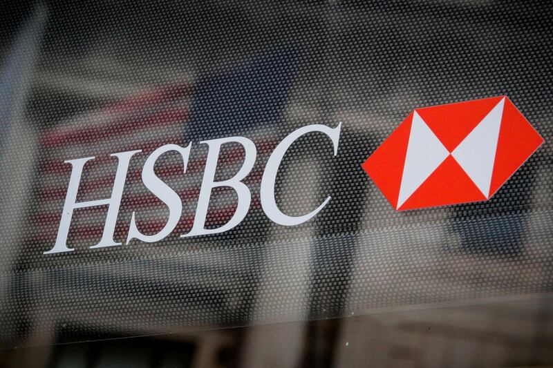 FILE PHOTO: HSBC logo is seen on a branch bank in the financial district in New York, U.S., August 7, 2019. REUTERS/Brendan McDermid/File Photo/File Photo