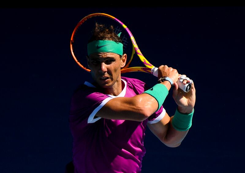 Rafael Nadal of Spain returns to Marcos Giron of the United States. EPA