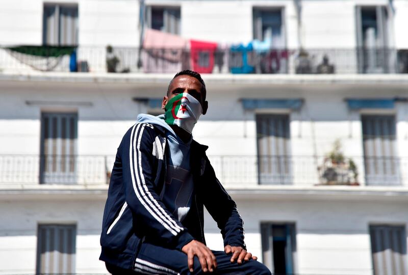 An Algeria man demonstrates in Algiers. AFP