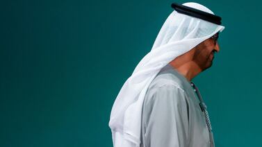 Cop28 President Dr Sultan Al Jaber leaves the stage after a climate deal was unanimously approved at Expo City Dubai. AFP