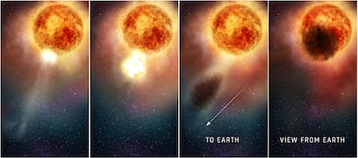An artist impression shows what the Betelgeuse explosion could look like from Earth. Photo: Nasa