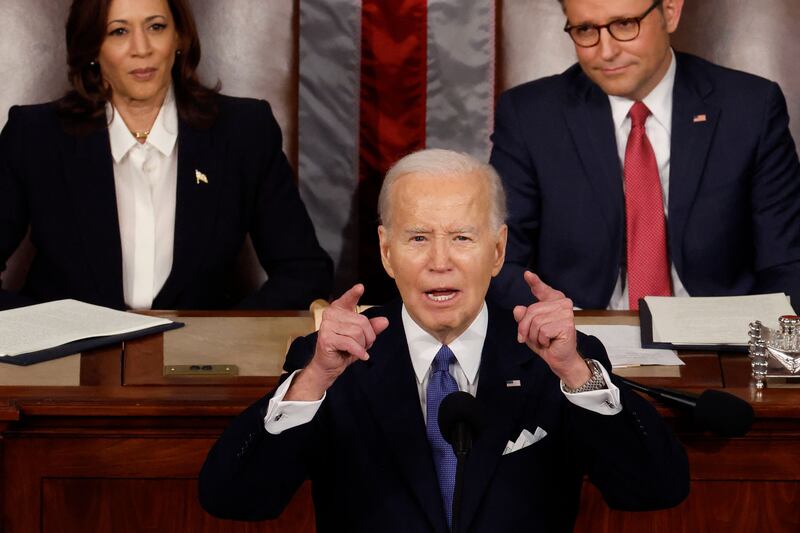 US President Joe Biden delivers the State of the Union address. Getty / AFP