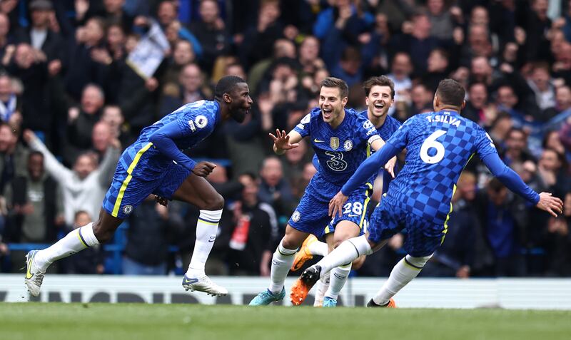 Antonio Rudiger gives Chelsea the lead. Getty