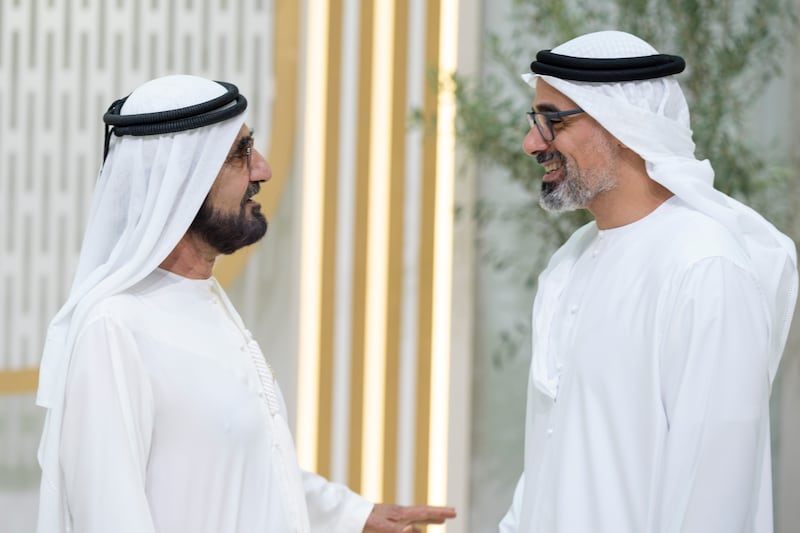 Sheikh Mohammed with Sheikh Khaled. Photo: Abu Dhabi Media Office
