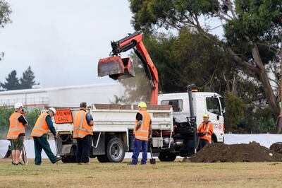 CHRISTCHURCH, NEW ZEALAND - MARCH 17: General view of the graves being prepared at Memorial Park Cemetery on March 17, 2019 in Christchurch, New Zealand. 49 people are confirmed dead, with with 36 injured still in hospital following shooting attacks on two mosques in Christchurch on Friday, 15 March. 41 of the victims were killed at Al Noor mosque on Deans Avenue and seven died at Linwood mosque. Another victim died later in Christchurch hospital. A 28-year-old Australian-born man, Brenton Tarrant, appeared in Christchurch District Court on Saturday charged with murder. The attack is the worst mass shooting in New Zealand's history. (Photo by Kai Schwoerer/Getty Images)